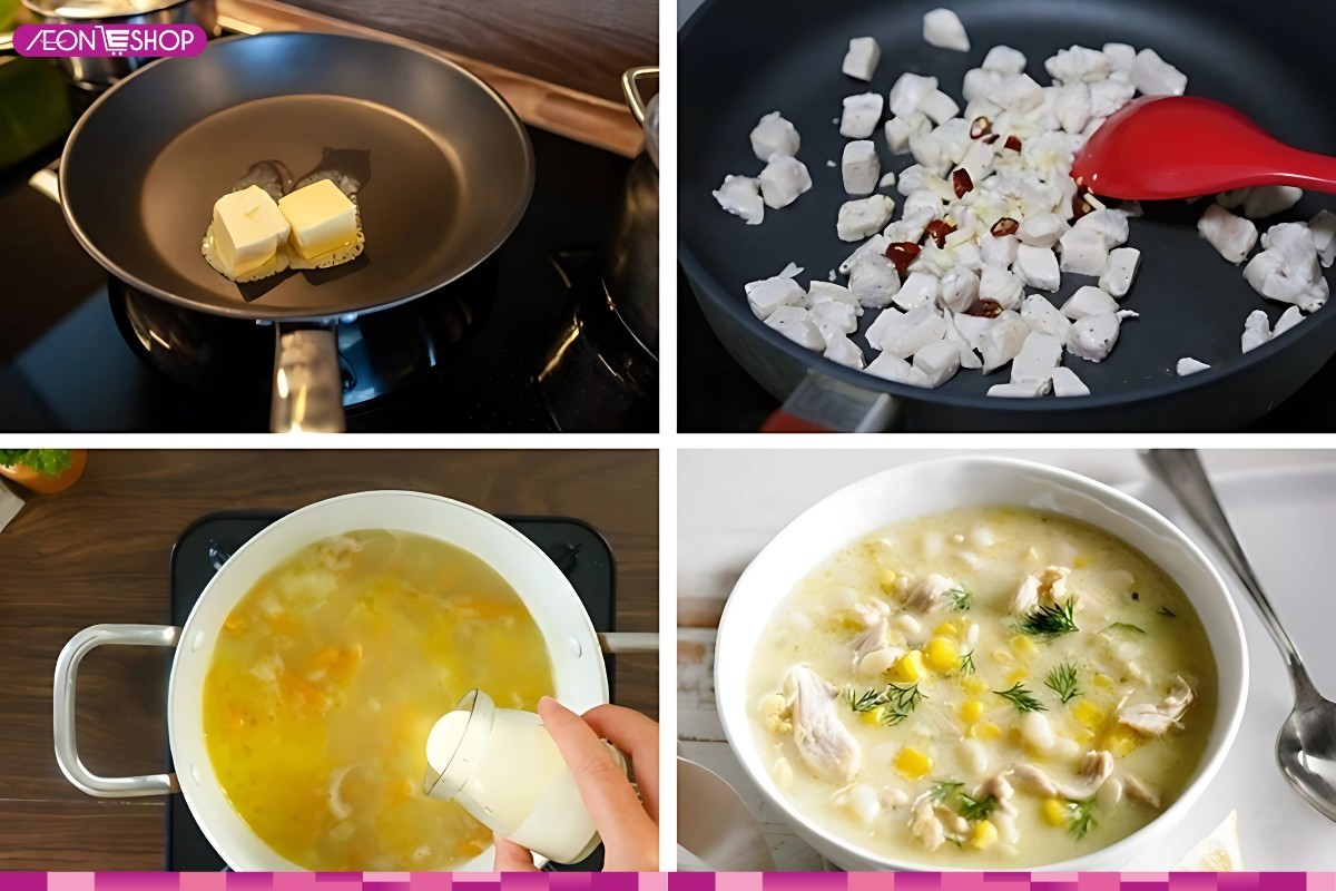 Cách nấu súp gà kem