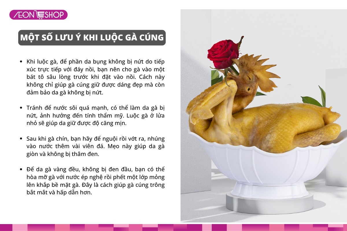 Lưu ý trong cách luộc gà cúng