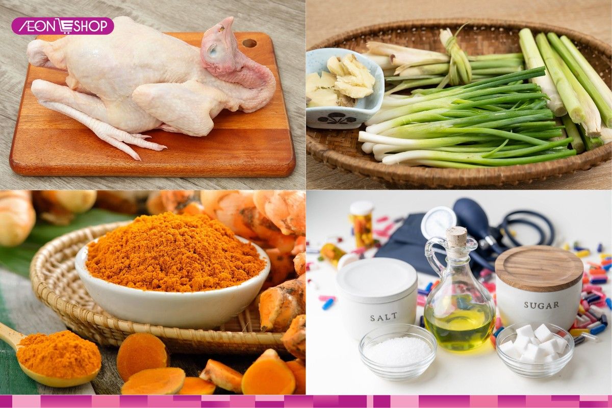 Nguyên liệu để luộc gà cúng