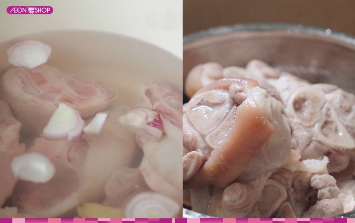 Sơ chế xương giò heo nấu bún riêu