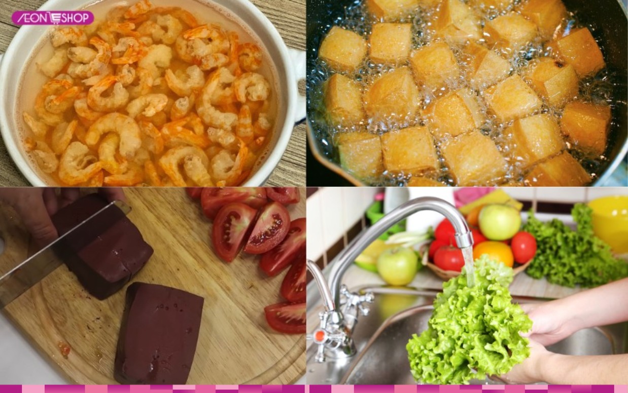 Sơ chế nguyên liệu làm bún riêu cua đồng