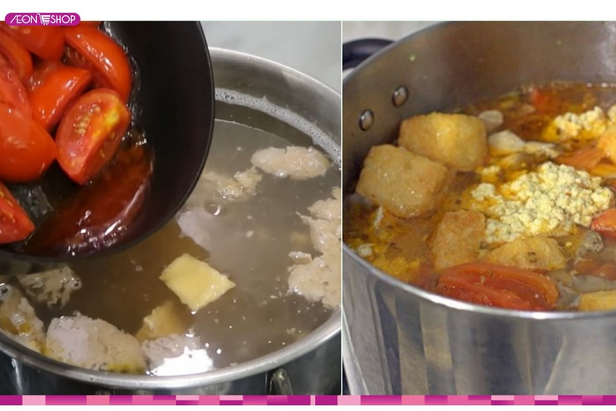 Nấu nước dùng bún riêu cua