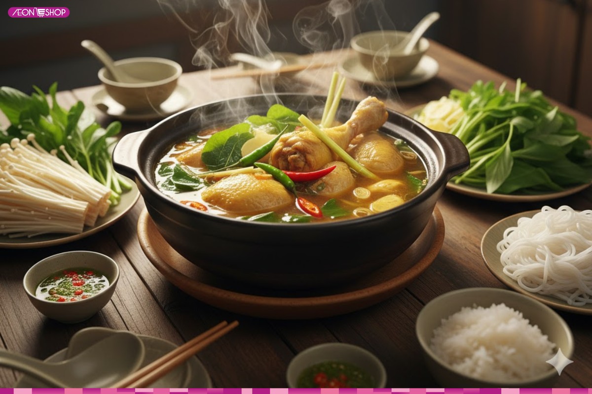 Cách làm lẩu gà lá giang nóng hổi, thơm ngon đậm vị