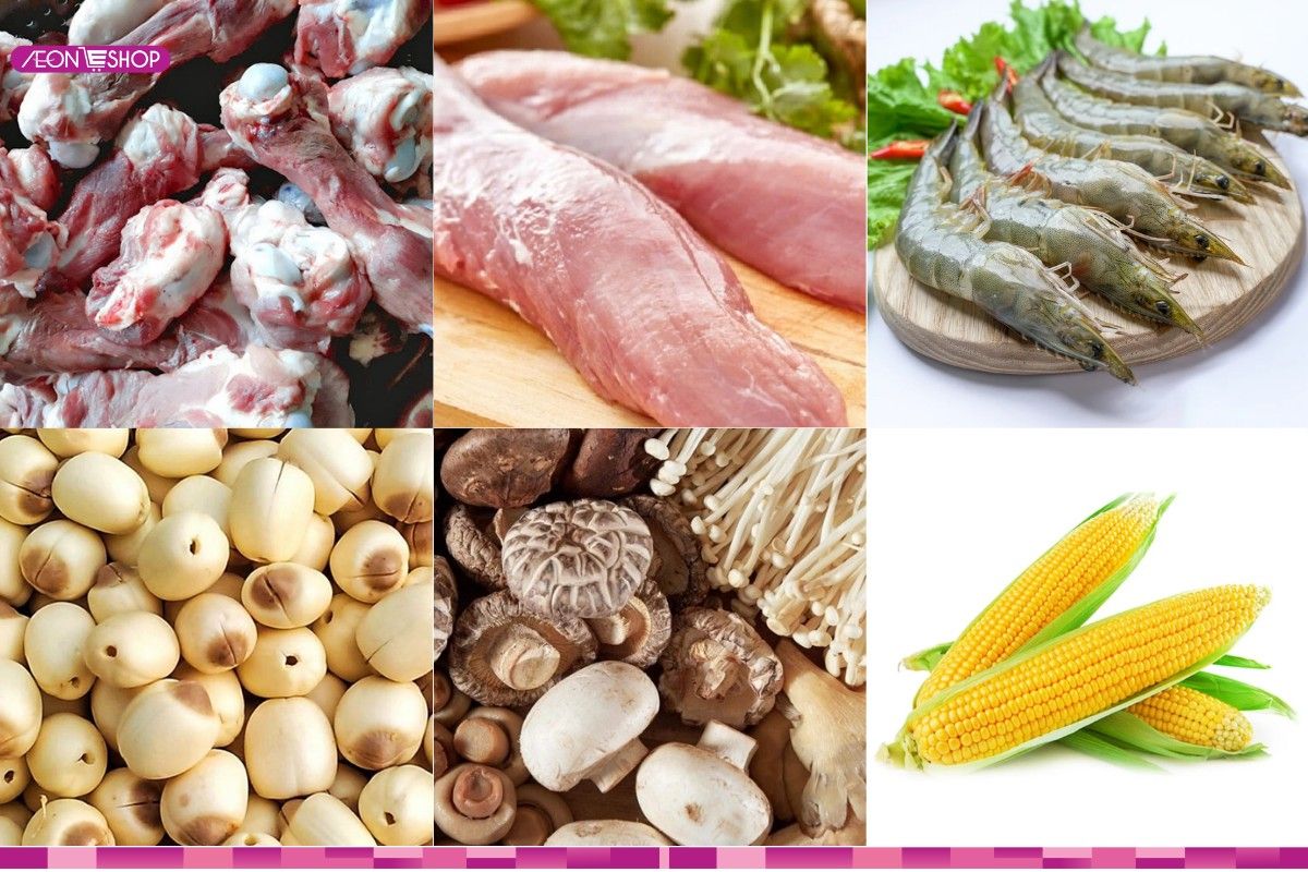 Nguyên liệu nấu súp cua thập cẩm