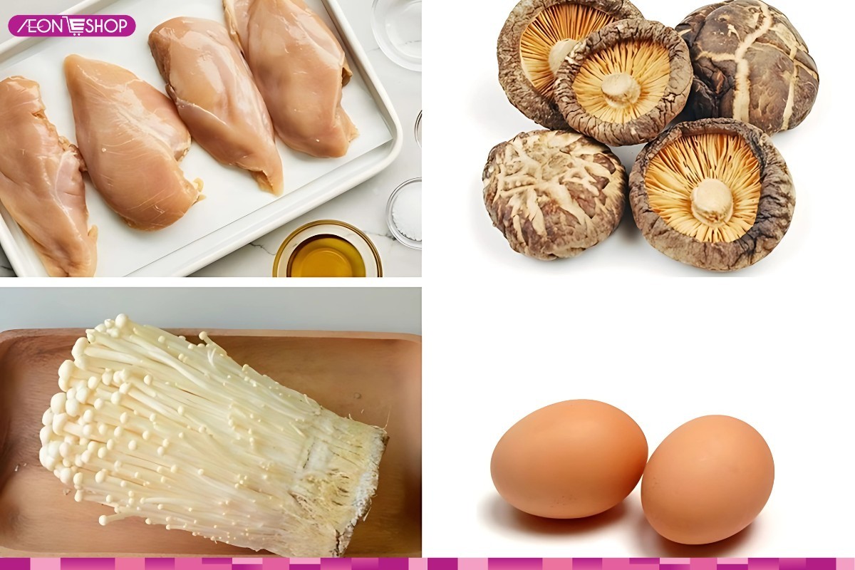 Nguyên liệu nấu súp gà nấm