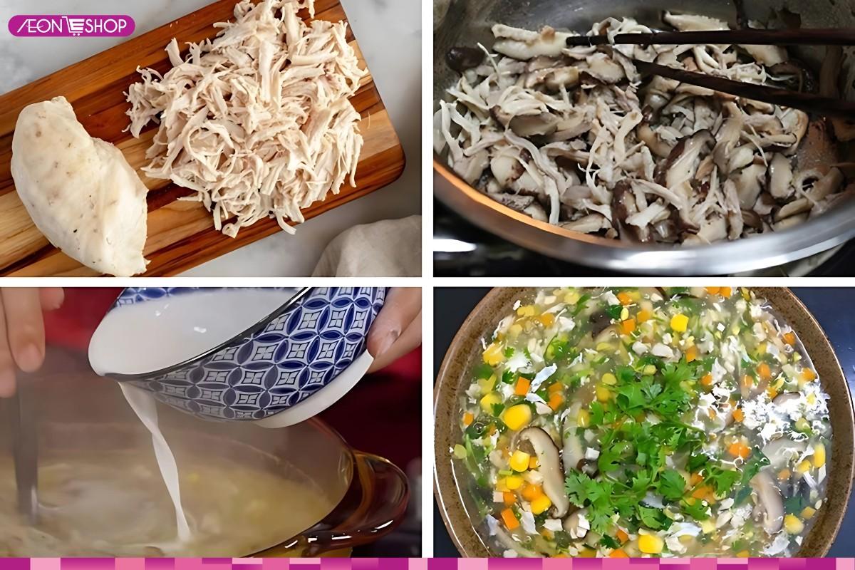 Cách nấu súp gà nấm