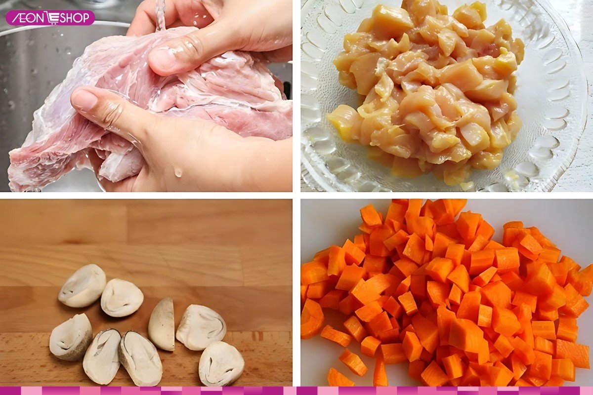 Sơ chế nguyên liệu nấu súp gà yến mạch