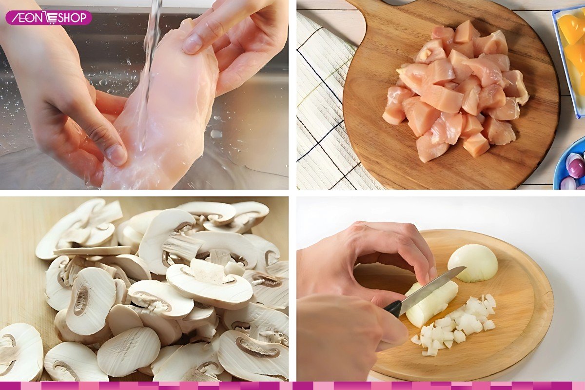 Sơ chế nguyên liệu nấu súp gà kem