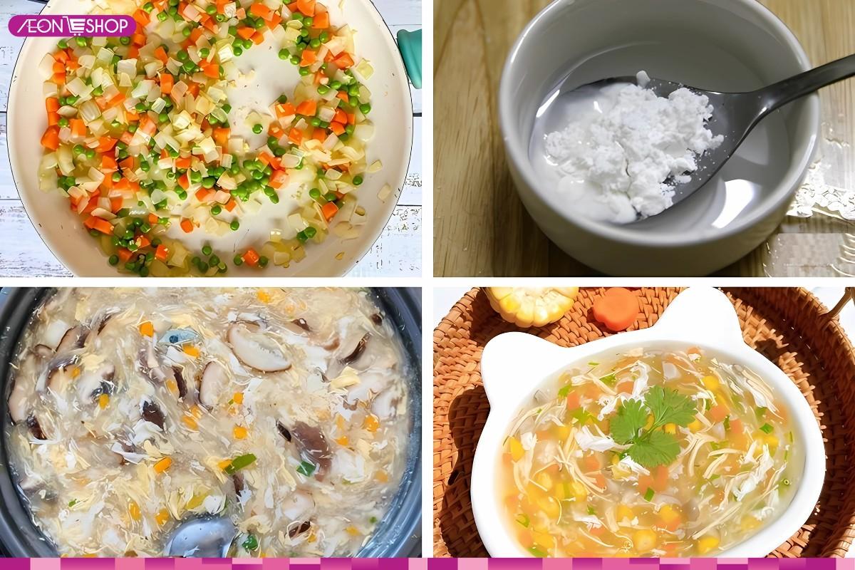 Cách nấu súp gà rau củ