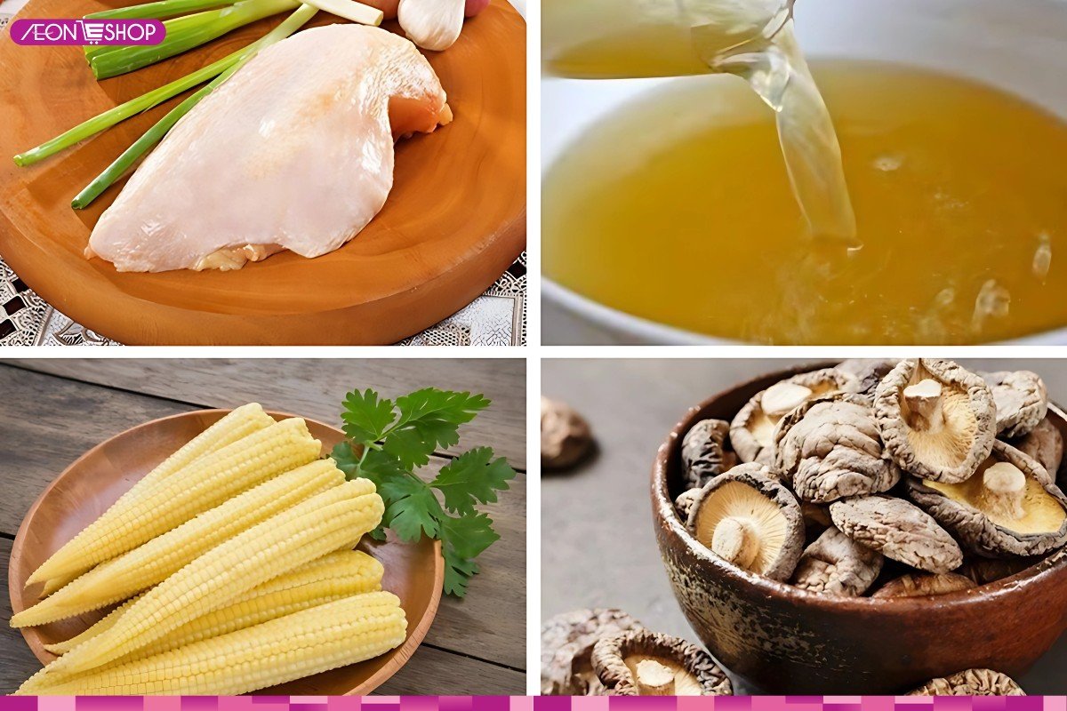 Nguyên liệu nấu súp gà ngô non