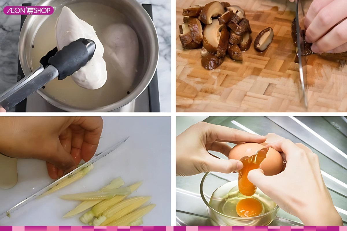 Sơ chế nguyên liệu nấu súp gà ngô non