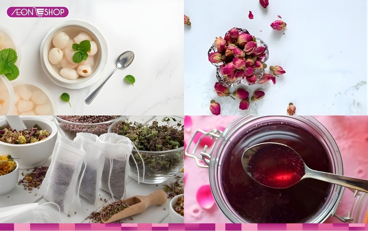 Nguyên liệu làm trà vải hoa hồng