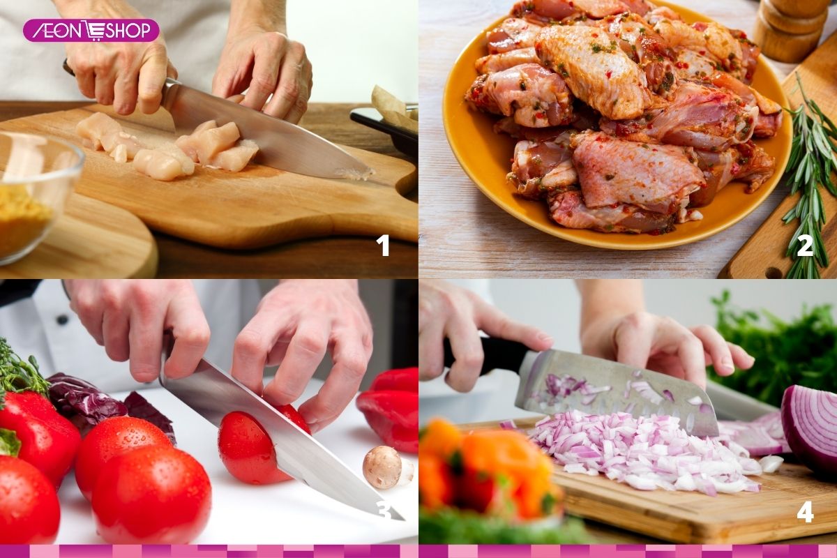 Sơ chế nguyên liệu nấu lẩu gà Thái chua cay