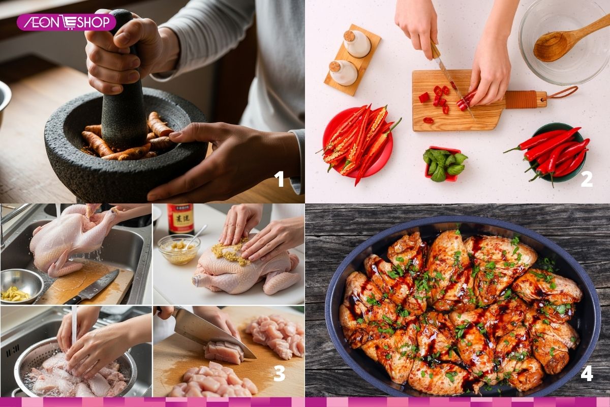 Sơ chế nguyên liệu nấu lẩu gà lá chúc chua cay