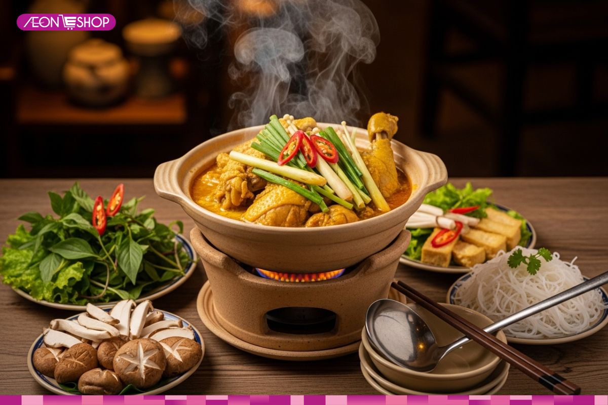 Hoàn thiện món lẩu gà hầm sả