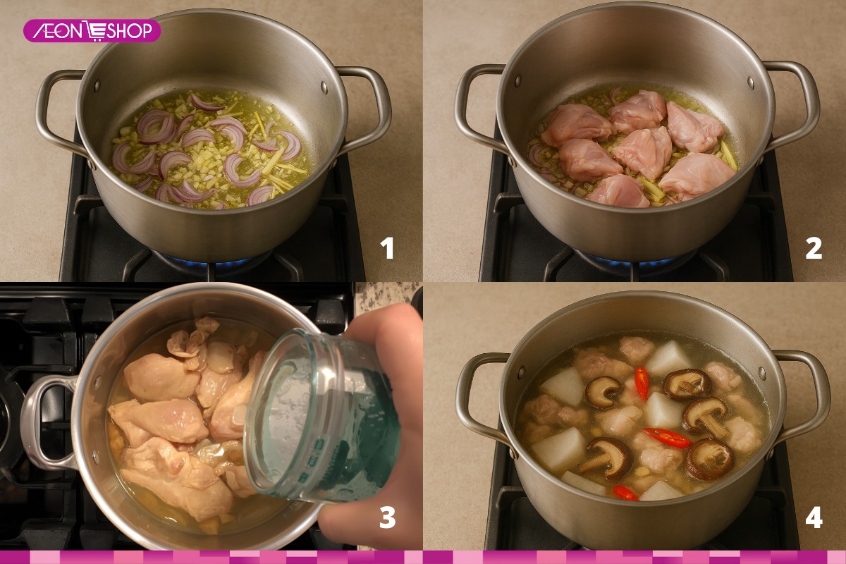 Nấu nước lẩu gà nòi