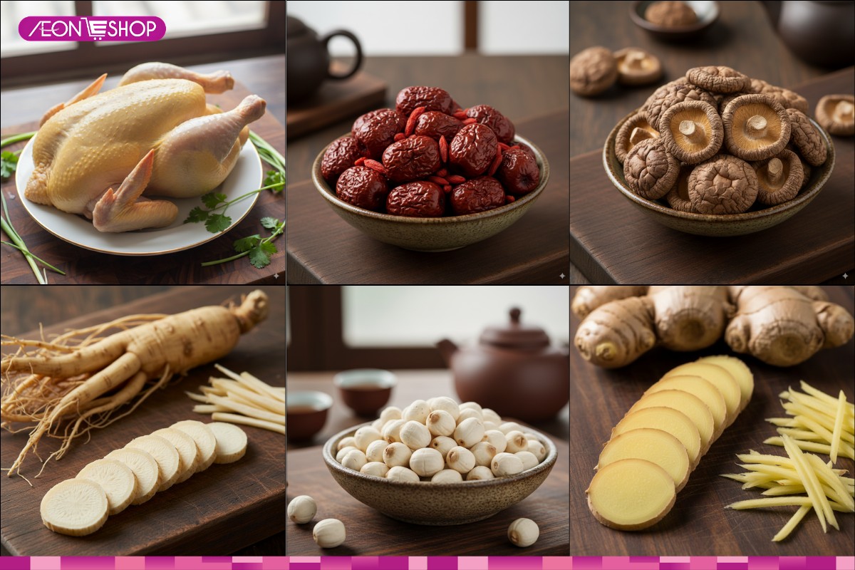 Nguyên liệu nấu lẩu gà thuốc bắc