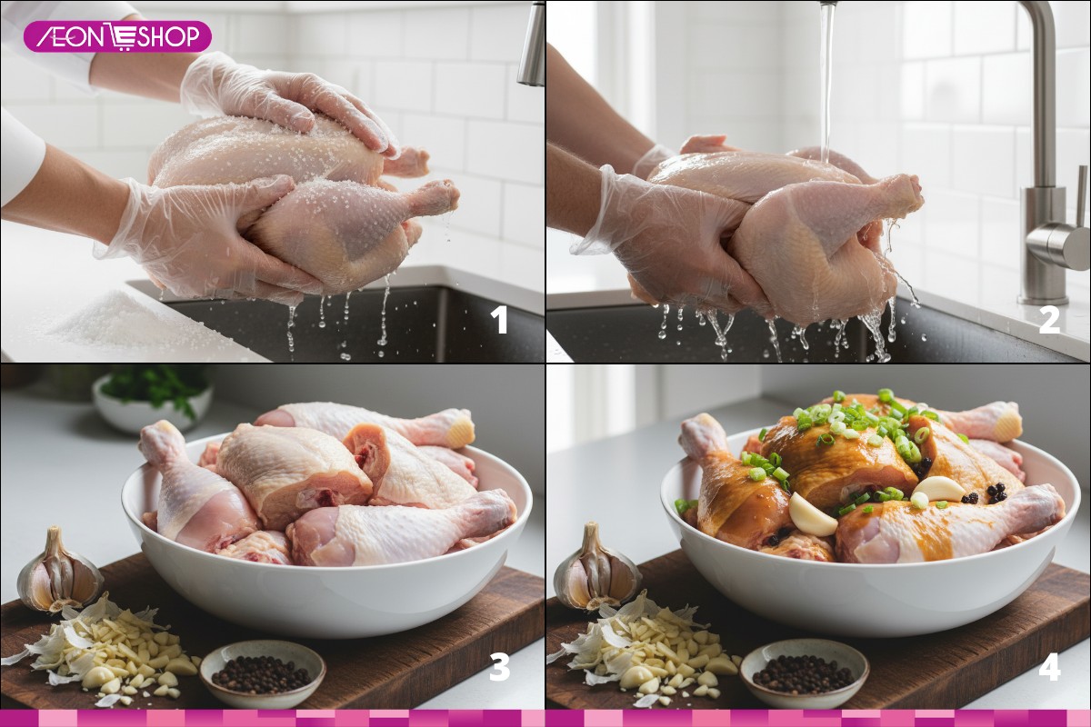 Sơ chế thịt gà nấu lẩu gà thuốc bắc