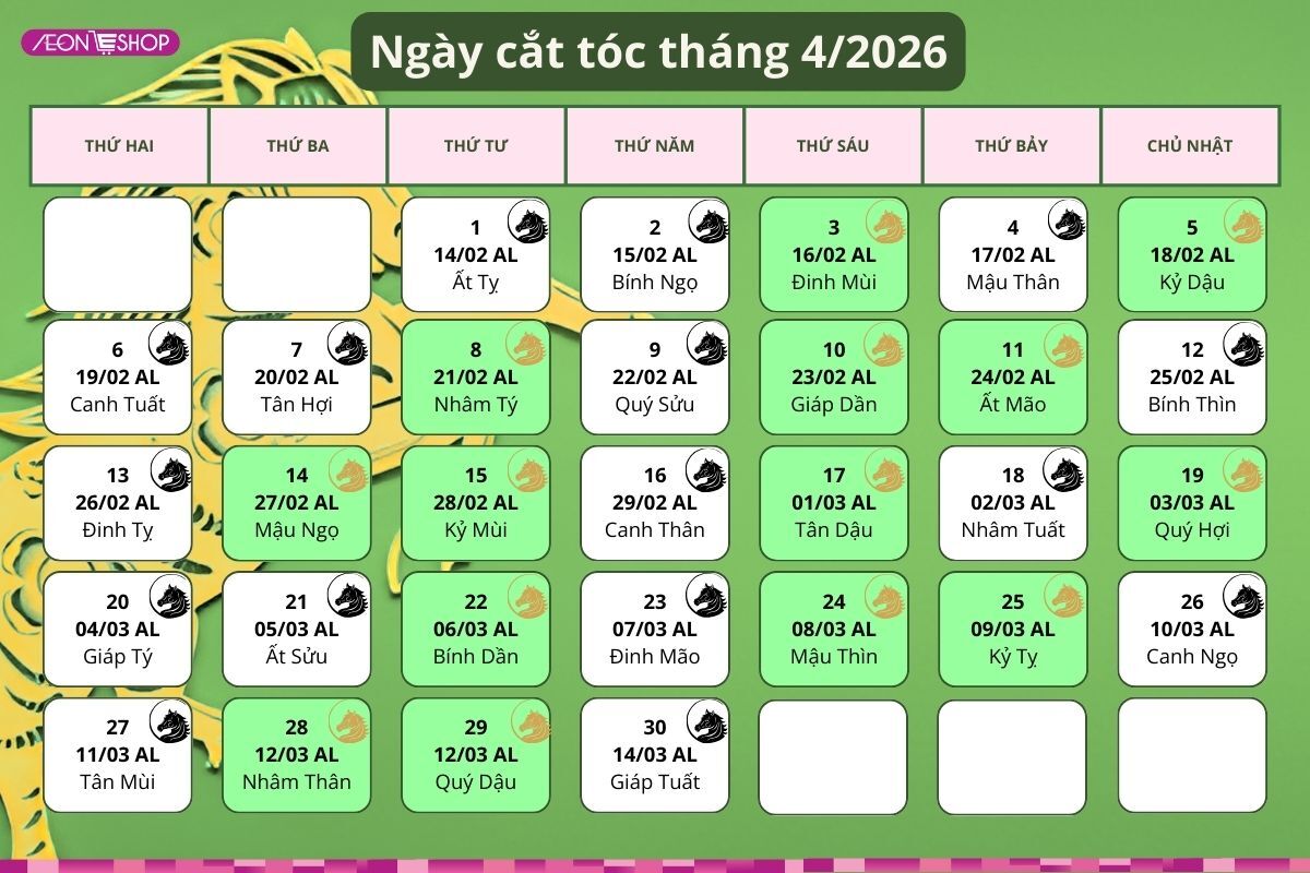 Lịch cắt tóc tháng 4/2026: 10 ngày “vàng” cắt tóc đẹp rước vận may, tài lộc