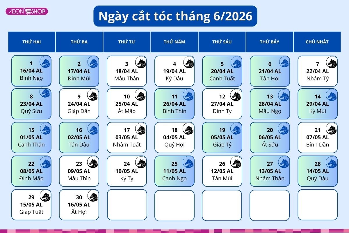 Lịch cắt tóc tháng 6 năm 2026: Mang lại năng lượng tốt, thu hút tài lộc
